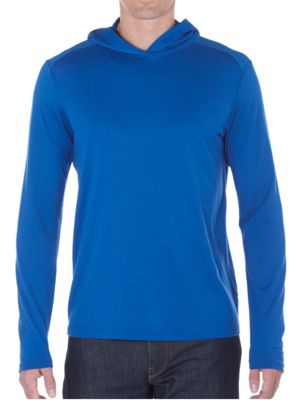 Ibex Merino Hooded Shirt Royal Blue Midweight Long Sleeve Mid Layer-Large